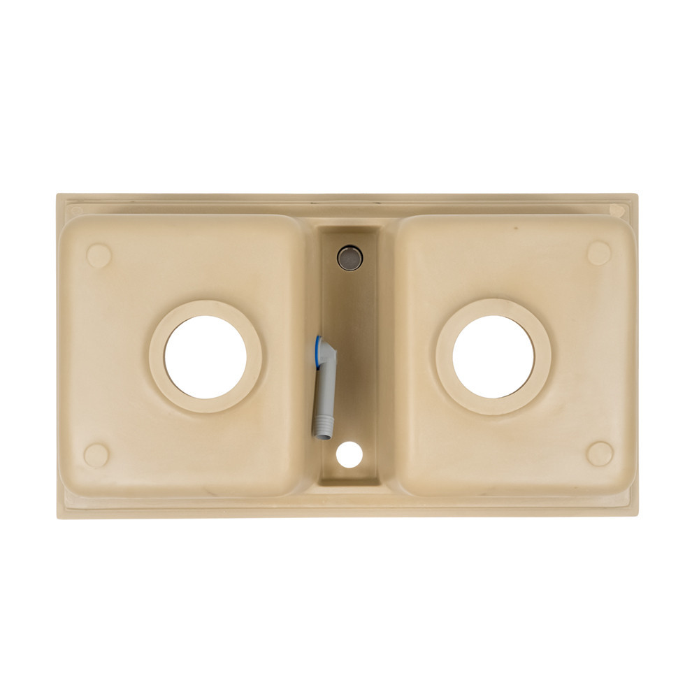 Chiuvetă încastrată din granit Leziter Tia, bej, cu 2 cuve, 780x435 mm