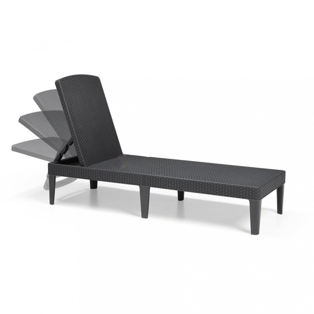 Șezlong de grădină Curver Jaipur, grafit, pliabil cu spătar reglabil în 4 poziții
