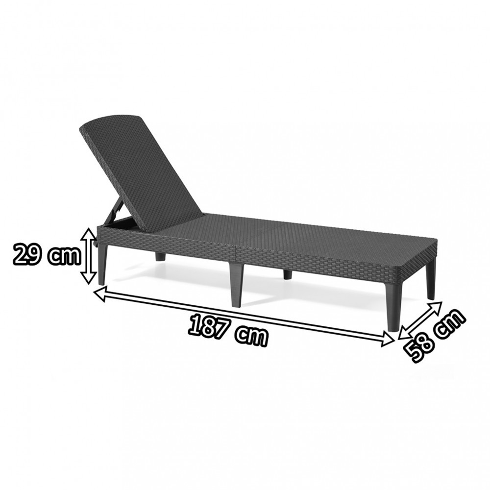 Șezlong de grădină Curver Jaipur, grafit, pliabil cu spătar reglabil în 4 poziții