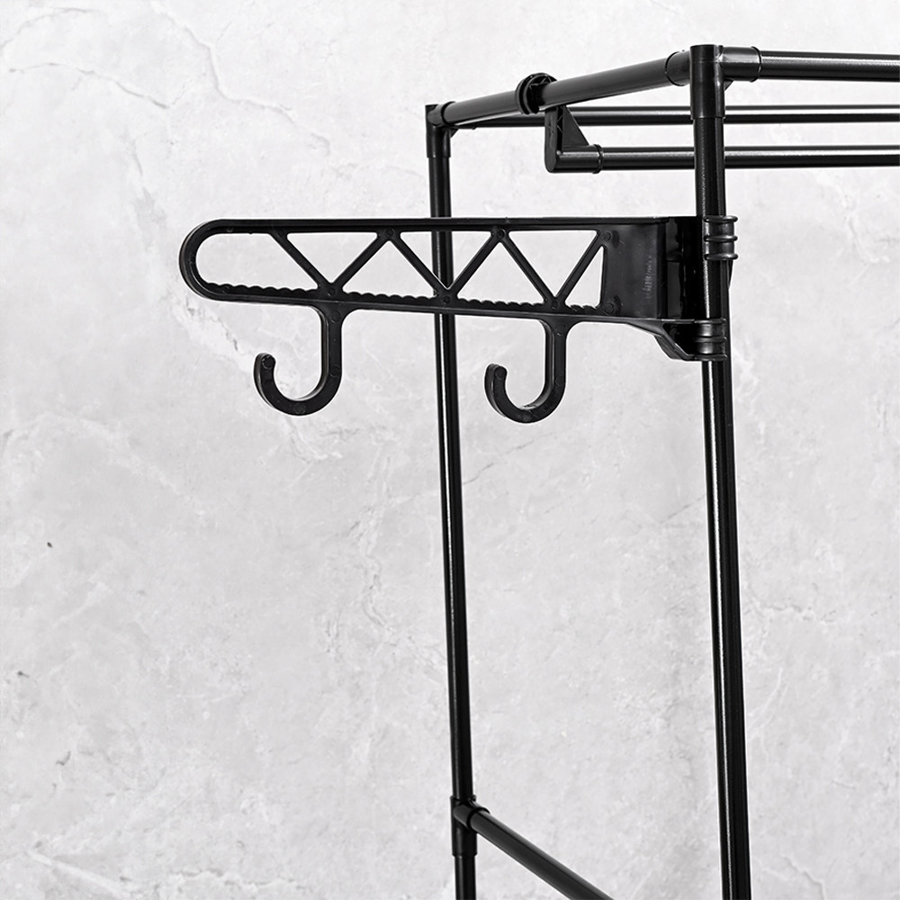 Raft de haine si rufe Leziter LRA-08, metalic, cu umerase duble, negru