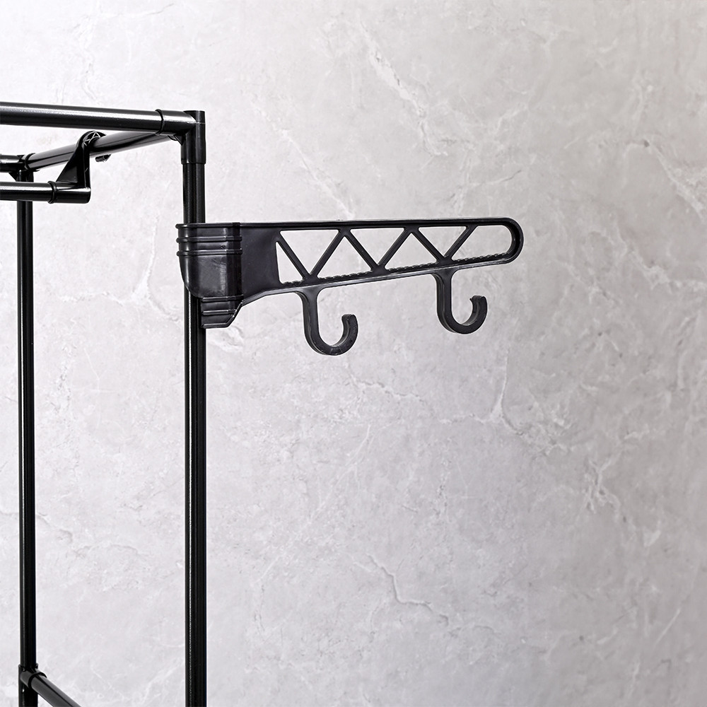 Raft de haine si rufe Leziter LRA-08, metalic, cu umerase duble, negru