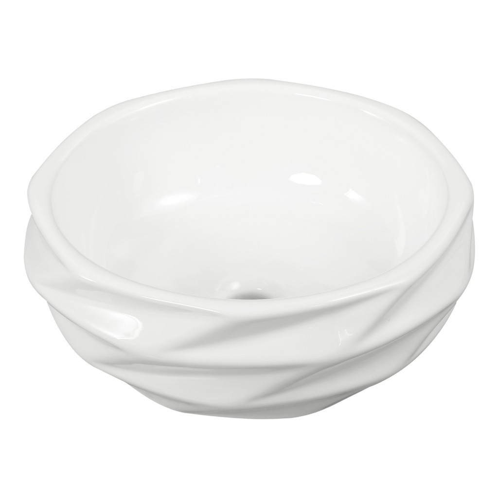 Chiuvetă pe blat Kerra KR-01 din ceramică albă, rotundă Ø40 cm, NanoSeal