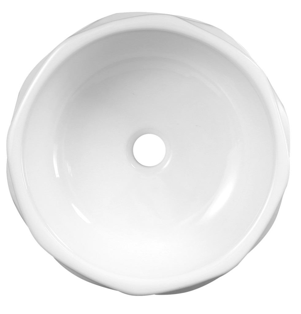 Chiuvetă pe blat Kerra KR-01 din ceramică albă, rotundă Ø40 cm, NanoSeal