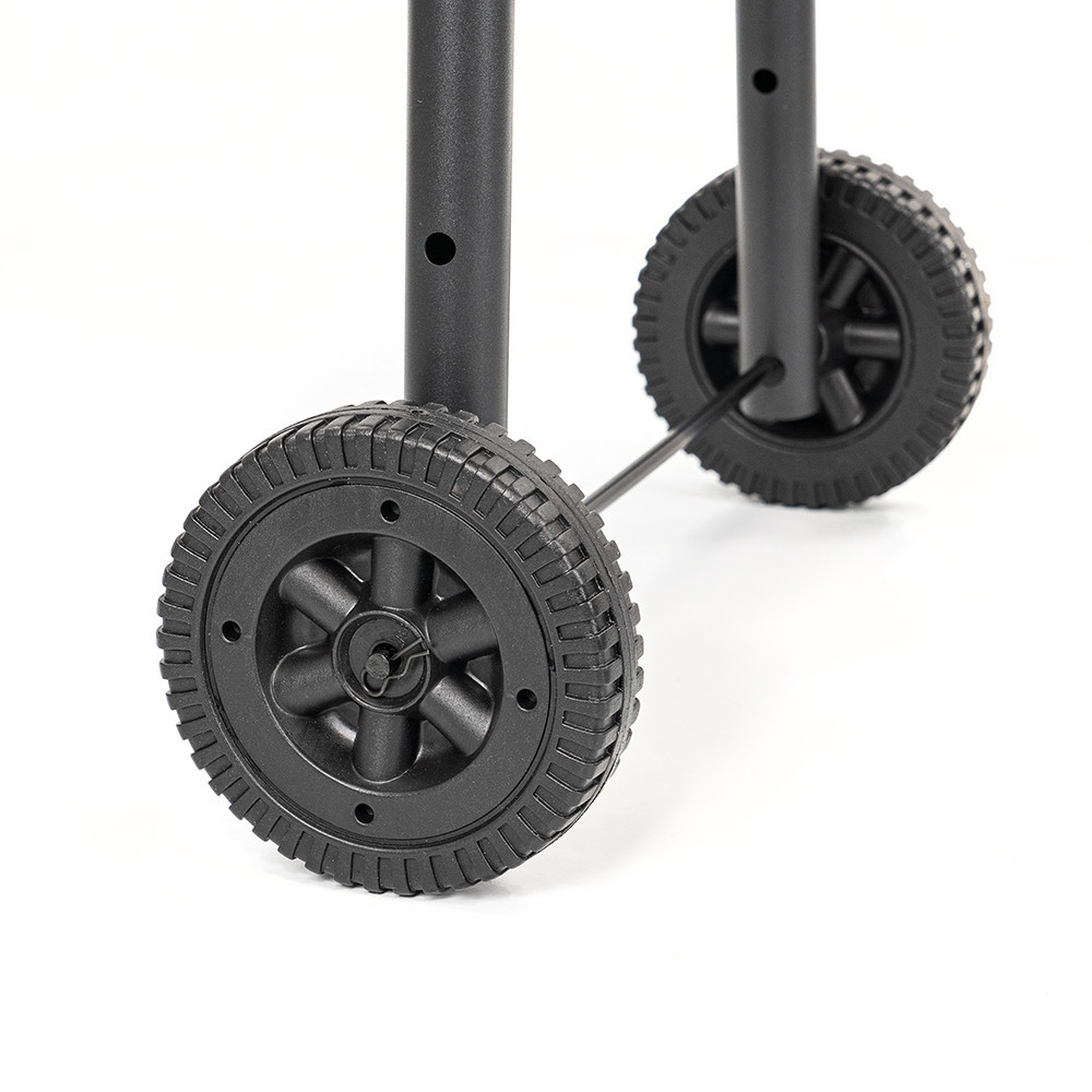 Grătar de grădină Leziter cu cărbune și afumătoare, cu termometru și roți