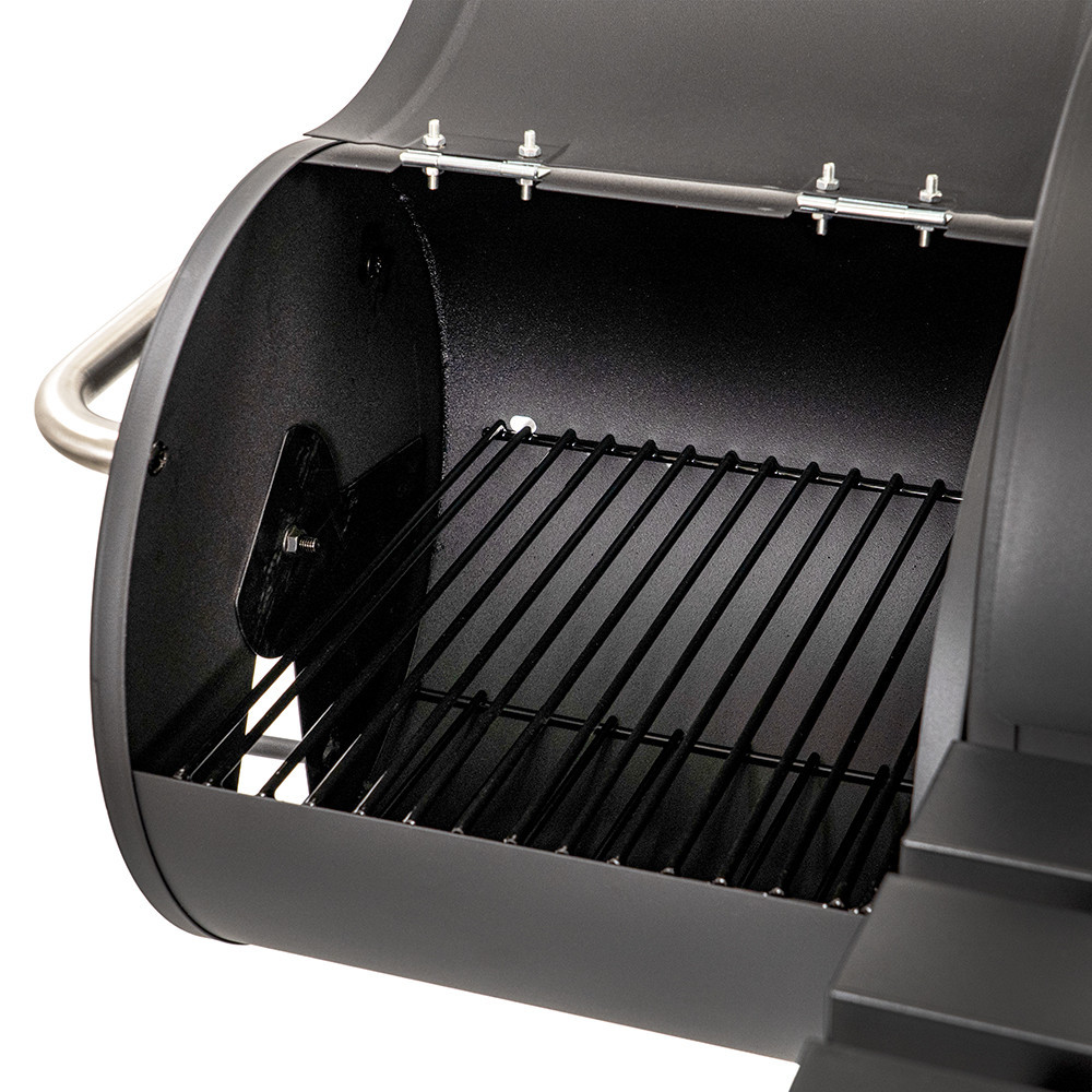 Grătar de grădină Leziter cu cărbune și afumătoare, cu termometru și roți