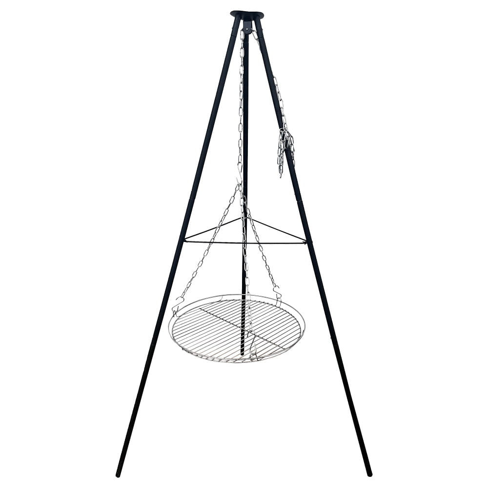 Grătar suspendat din oțel cu trepied Mirpol MIR-HP48, grilă 51 cm, reglaj pe lanț