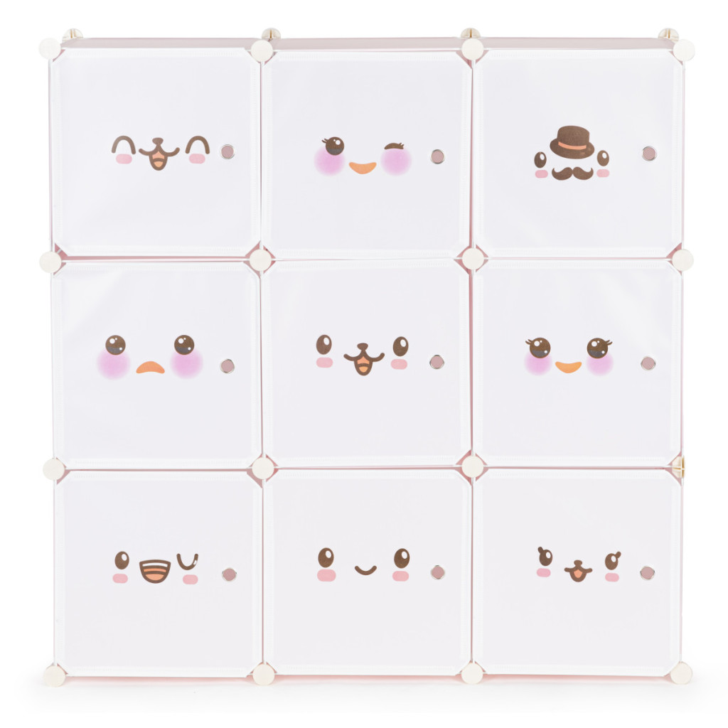 Dulap modular pentru depozitare jucării Homelux roz, 9 module, 110x37x110 cm