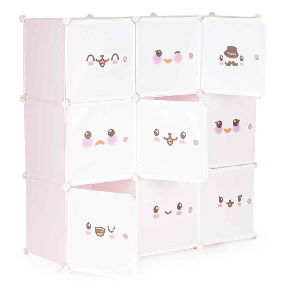 Dulap modular pentru depozitare jucării Homelux roz, 9 module, 110x37x110 cm