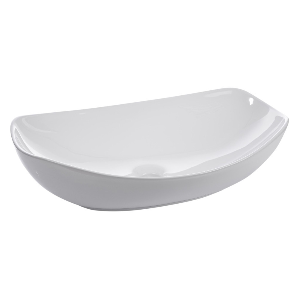 Lavoar ceramic pe blat Kerra KR-901, alb, design rotunjit 56,5×40,5 cm