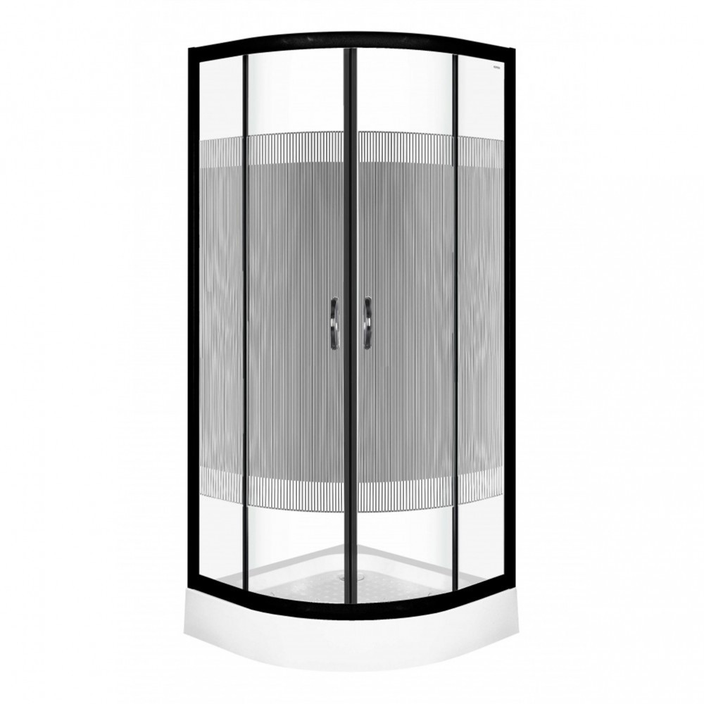 Cabină de duș curbată Kerra Xenia Duo Black 90 cu cădiță acrilică inclusă