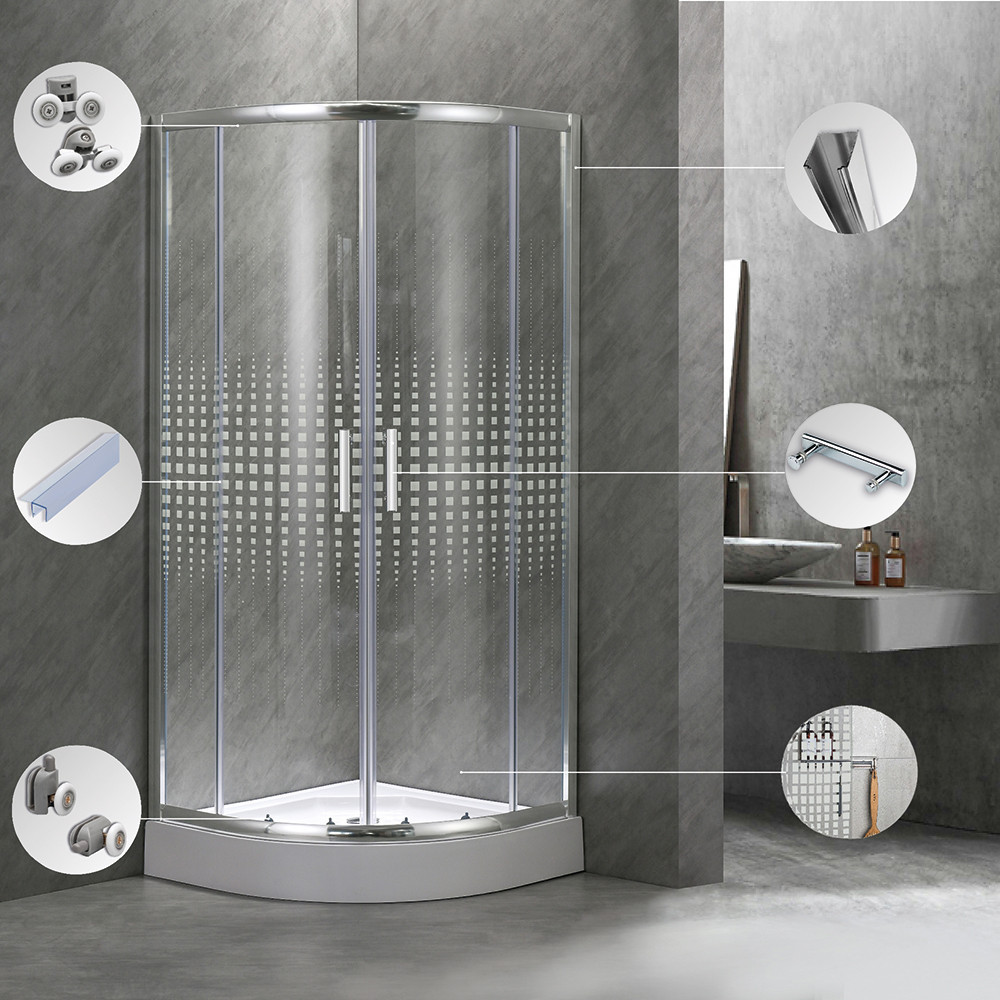 Cabină de duș curbată Leziter Spirit Matrix 90x90x194 cm, cu cadă acrilică ranforsată