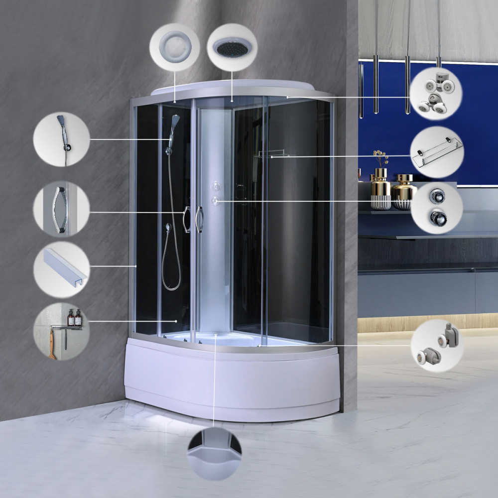 Cabină de duș Leziter Cora 120x80 cu tavă adâncă, montaj stânga