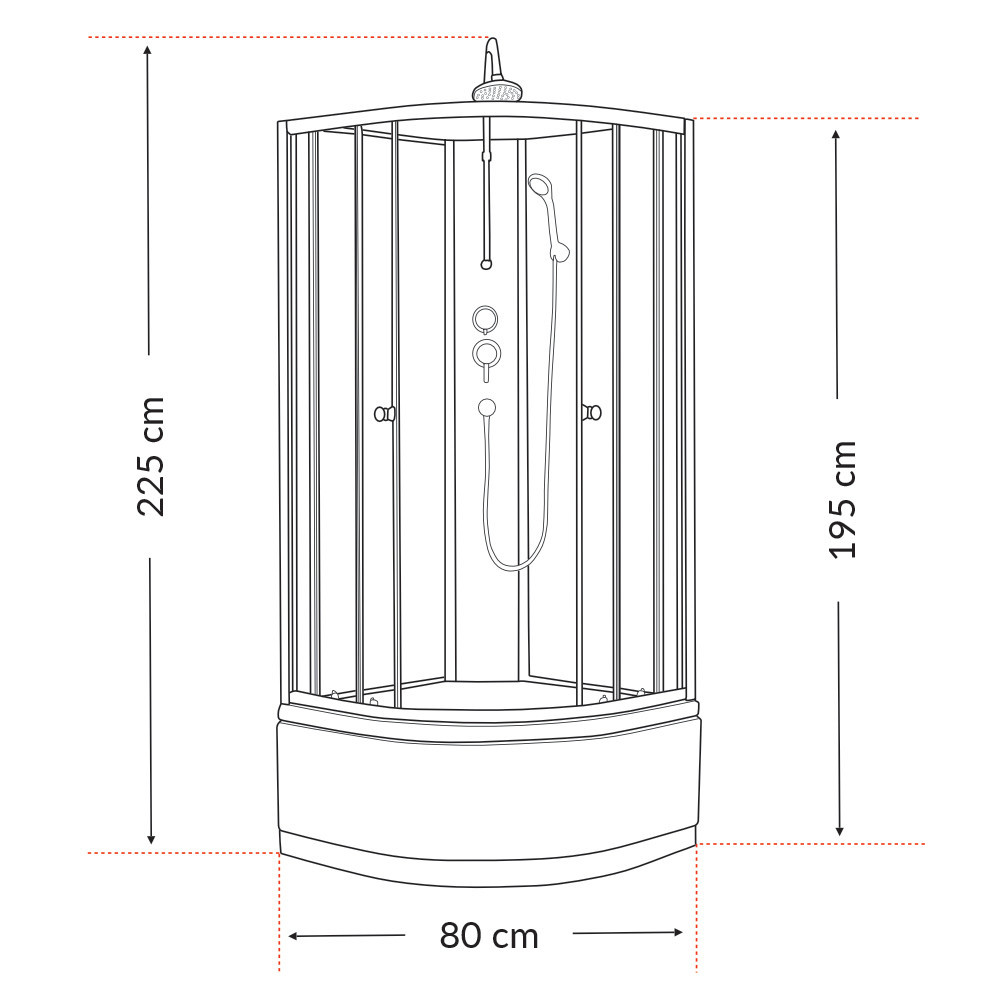 Cabină de duș Leziter Karolino 80x80 cu cadă adâncă, sticlă securizată
