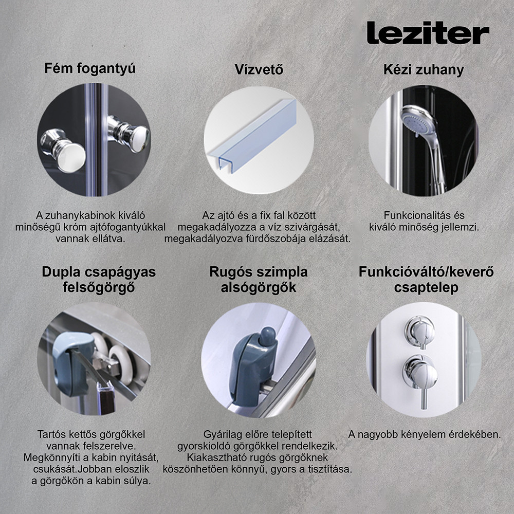 Cabină de duș Leziter Karolino 80x80 neagră cu tavă adâncă și uși glisante