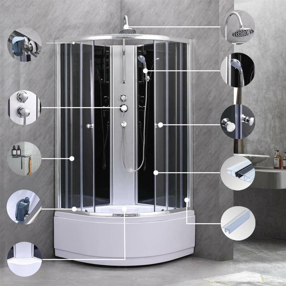 Cabină de duș Leziter Karolino 80x80 neagră cu tavă adâncă și uși glisante