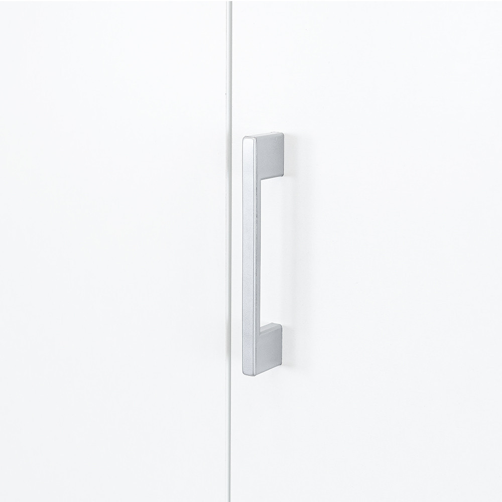 Dulap Leziter Miami 80x205 cm alb, cu 5 rafturi si 2 sertare pe roti