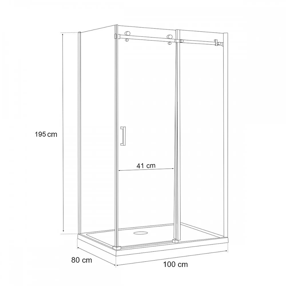 Cabină de duș asimetrică Leziter Bold-in 80x100 cm, sticlă securizată 8 mm