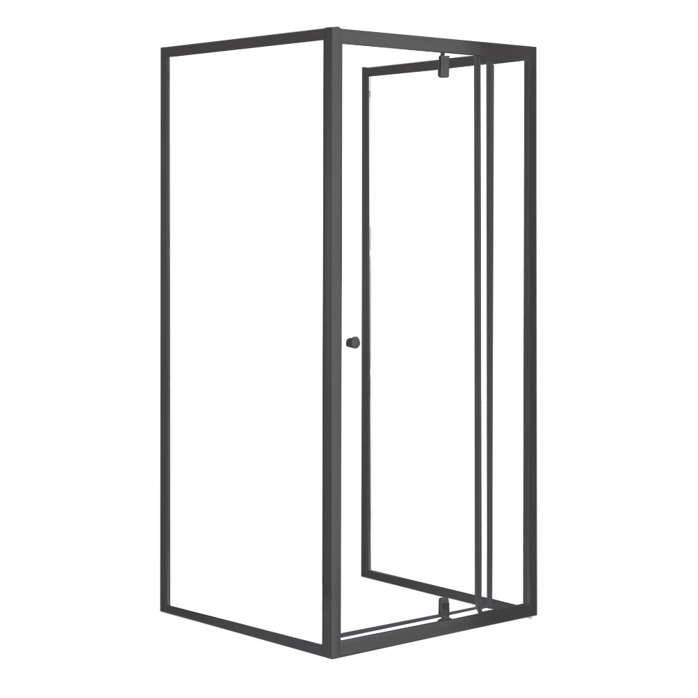 Cabină de duș asimetrică Leziter Flexi 80x90 cm, neagră, fără tavă