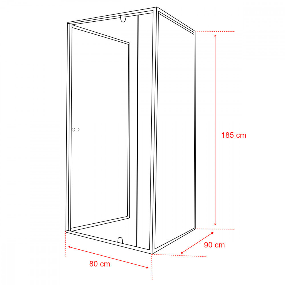 Cabină de duș asimetrică Leziter Flexi 80x90 cm, neagră, fără tavă