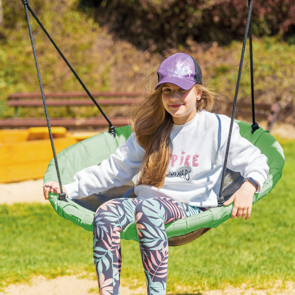 Leagăn tip cuib de barză Mirpol pentru grădină, 95 cm, verde, 150 kg