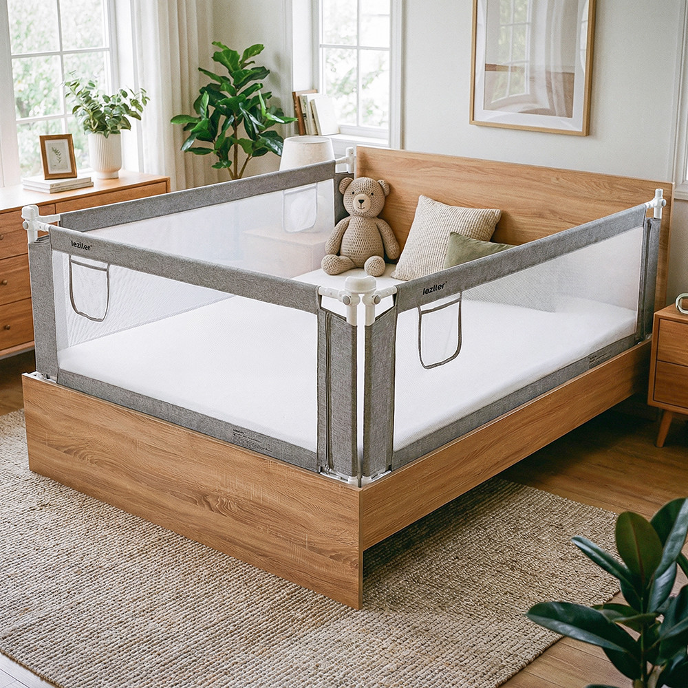 Bară de protecție anti-cădere pentru pat Leziter, 180 cm, pliabilă