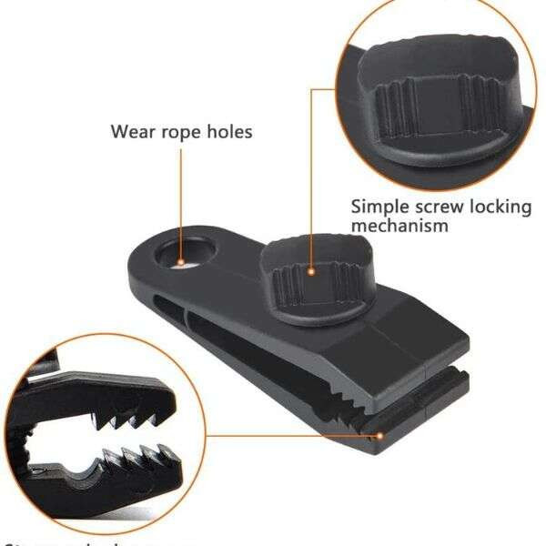 Set 10 cleme pentru cort si prelata Leziter Resters, prindere anti-vant