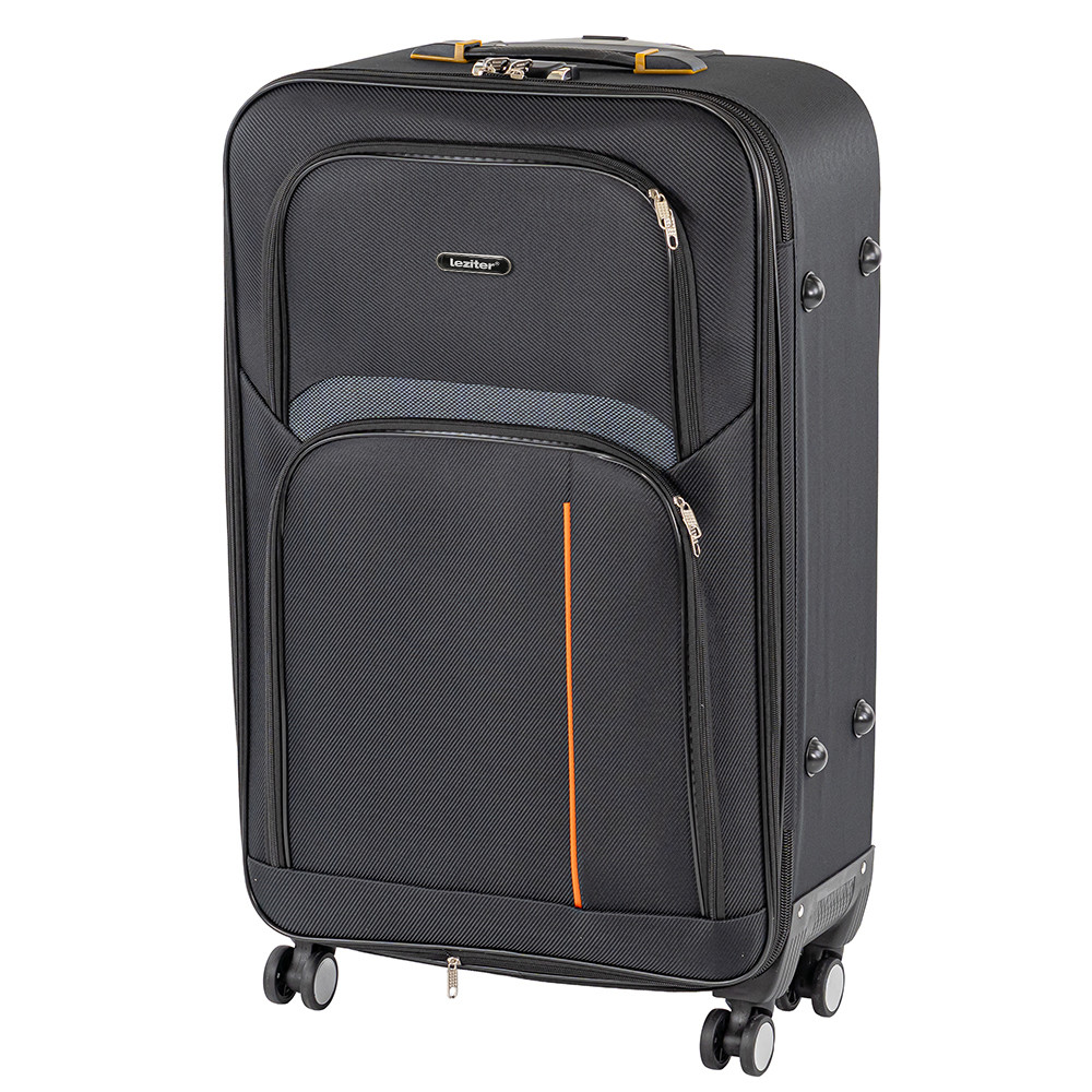 Valiză mare Leziter TravelLux Light, moale și ușoară, 50x78x30 cm, neagră