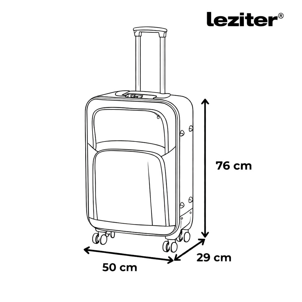 Valiză mare Leziter TravelLux Light, moale și ușoară, 50x78x30 cm, neagră