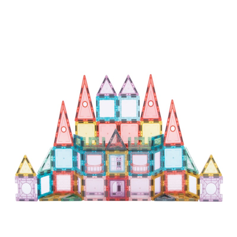 Set de construcții magnetic 66 piese, multicolor, plastic transparent, 3+