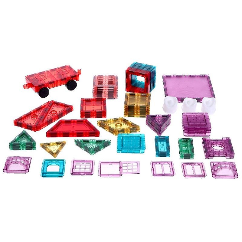 Set de construcții magnetic 66 piese, multicolor, plastic transparent, 3+