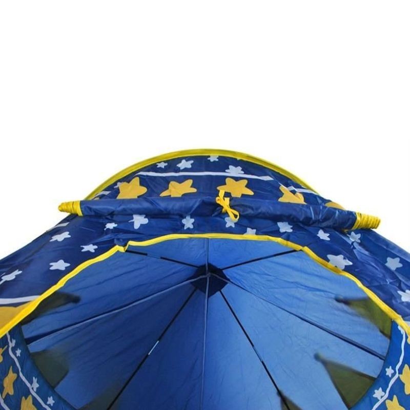 Cort tip castel pentru copii cu stele si luna, 135x105 cm, albastru