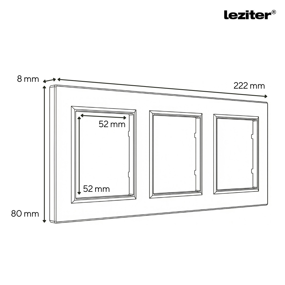 Priză triplă încastrată Leziter Nova III cu împământare, 16A/250V, cadru gri