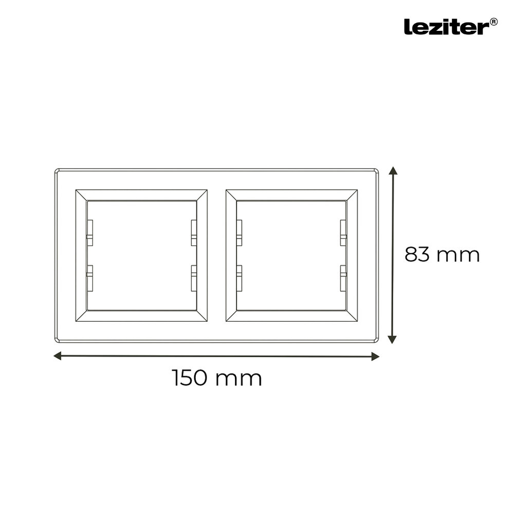 Cadru dublu orizontal Leziter Nova, alb, 83x150 mm, margini rotunjite