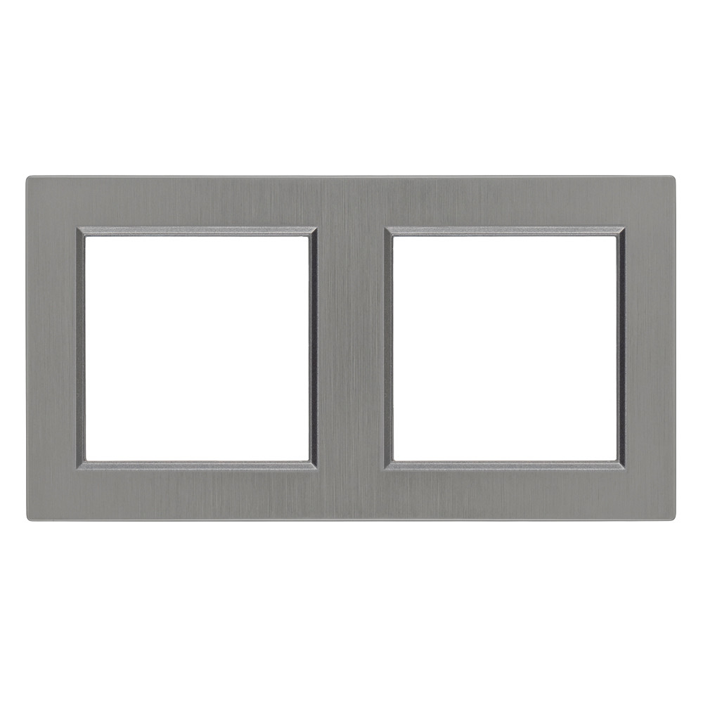 Rama dublă orizontală Leziter Nova, gri, pentru 2 module (83×150 mm)