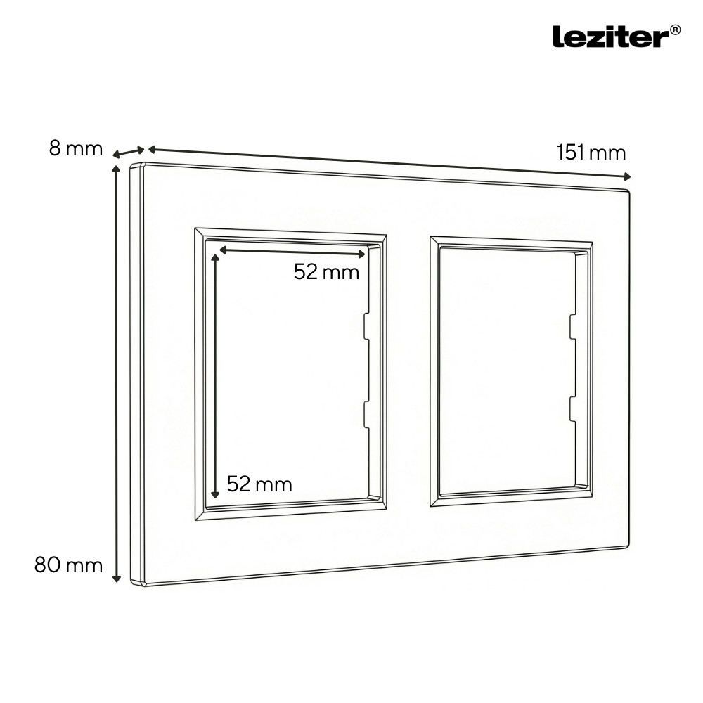 Rama dublă orizontală Leziter Nova, gri, pentru 2 module (83×150 mm)