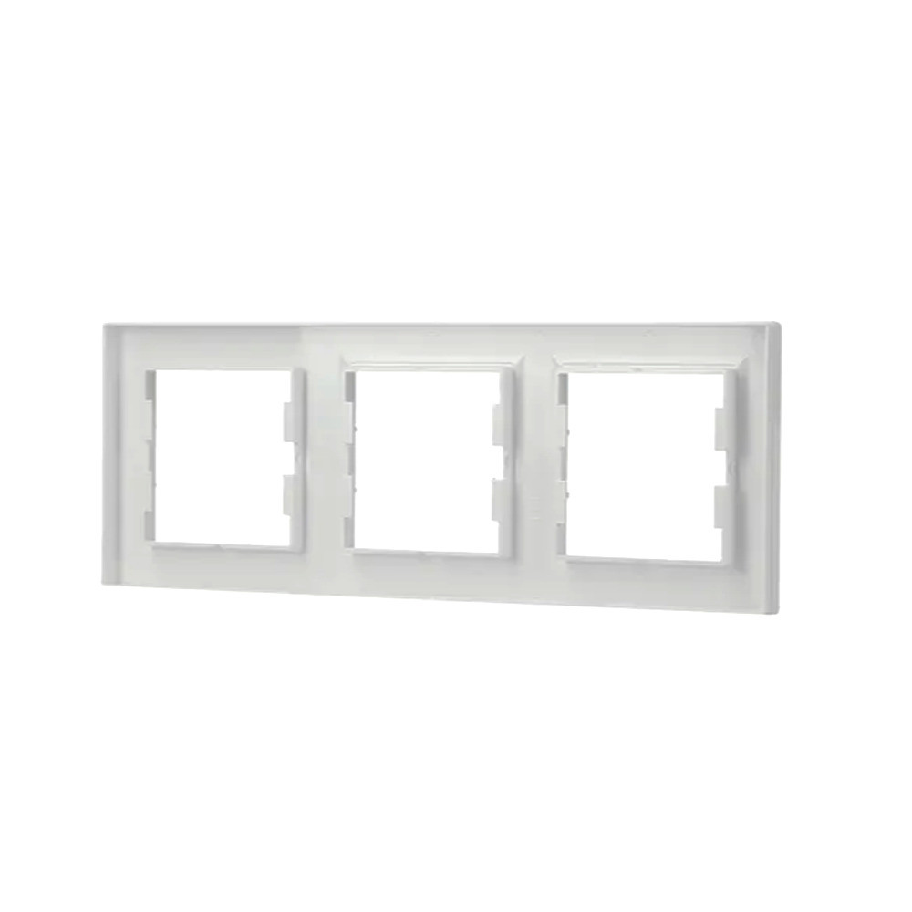 Cadru triplu orizontal Leziter Nova, alb, pentru 3 module (83 x 225 mm)