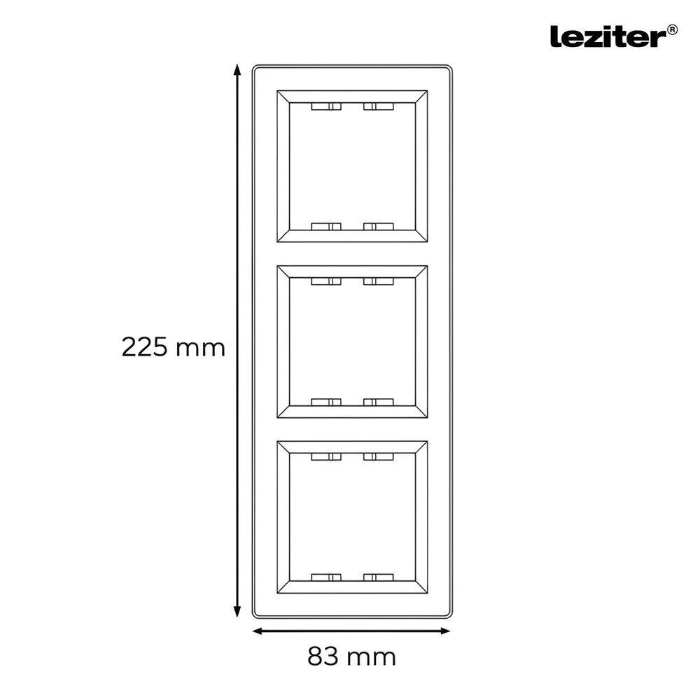 Cadru triplu orizontal Leziter Nova, alb, pentru 3 module (83 x 225 mm)