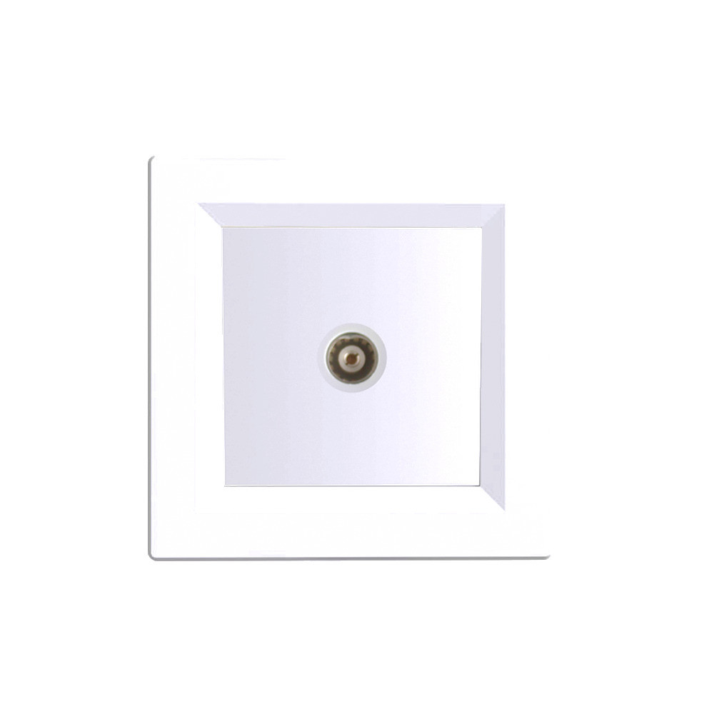 Priză TV RF Leziter Nova cu cadru alb, montaj îngropat, IP20