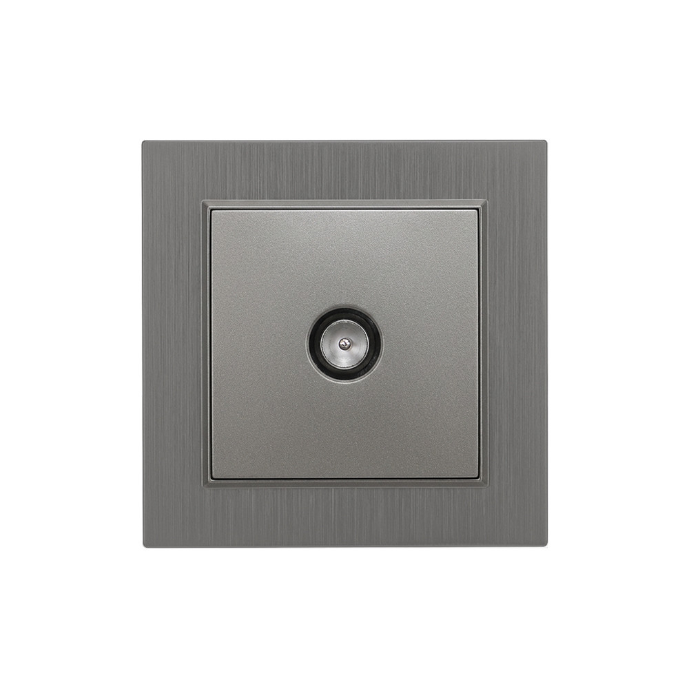 Priză TV Leziter Nova RF coaxială, montaj îngropat, cu cadru gri