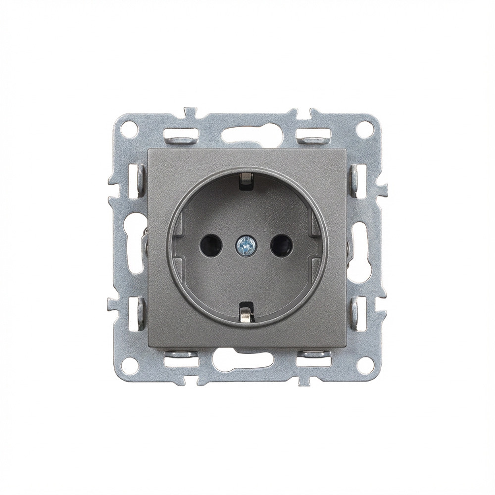 Priză încastrată Leziter Nova cu împământare Schuko 16A, 250V, gri