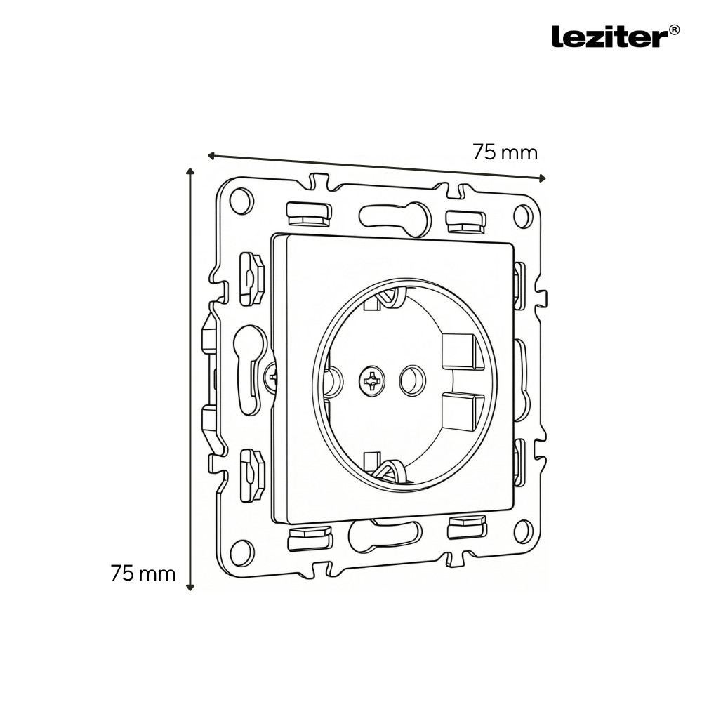 Priză încastrată Leziter Nova cu împământare Schuko 16A, 250V, gri
