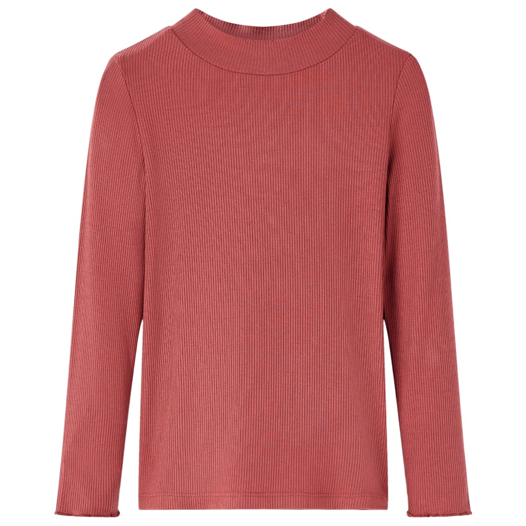 Tricou de copii cu mâneci lungi, guler tunică, roșu ars, 104 GartenMobel Dekor