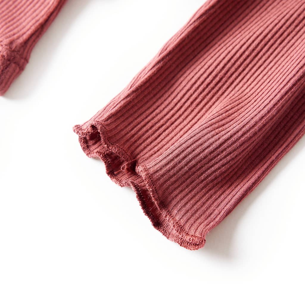 Tricou de copii cu mâneci lungi, guler tunică, roșu ars, 104 GartenMobel Dekor