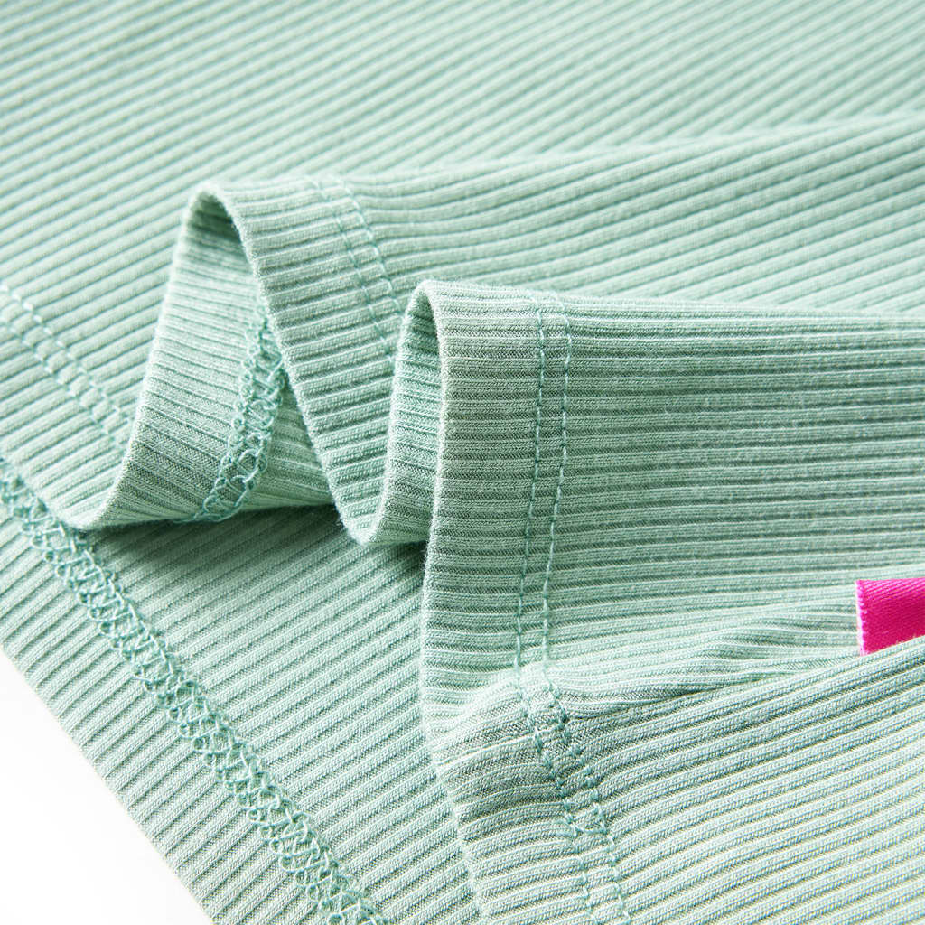 Tricou de copii cu mâneci lungi, guler tunică, verde mentă închis, 128 GartenMobel Dekor