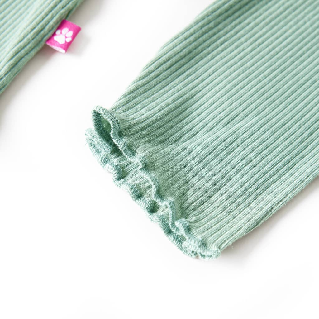 Tricou de copii cu mâneci lungi, guler tunică, verde mentă închis, 128 GartenMobel Dekor