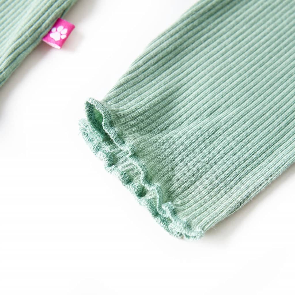 Tricou de copii cu mâneci lungi, guler tunică, verde mentă închis, 140 GartenMobel Dekor
