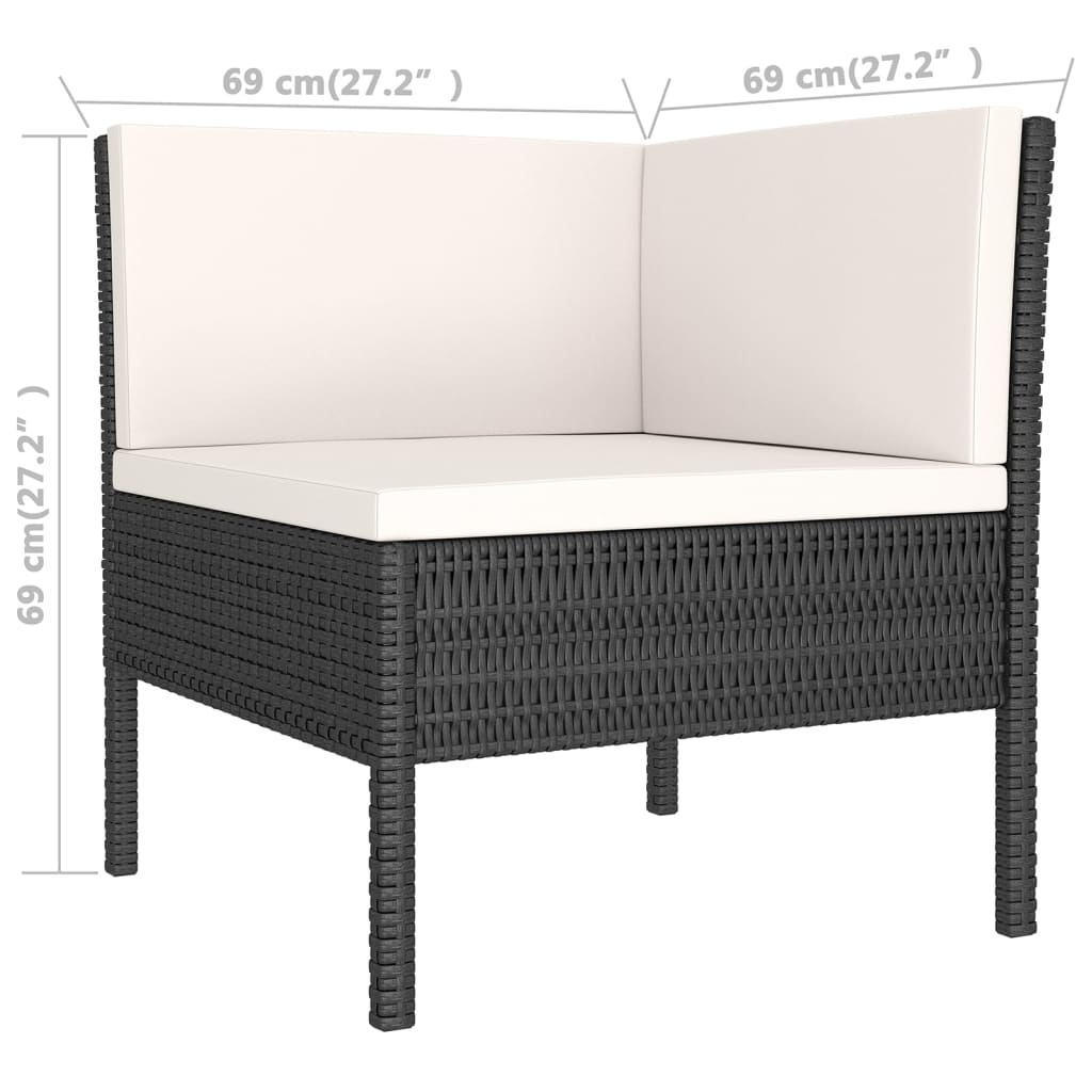 Set mobilier de grădină cu perne, 5 piese, negru, poliratan GartenMobel Dekor
