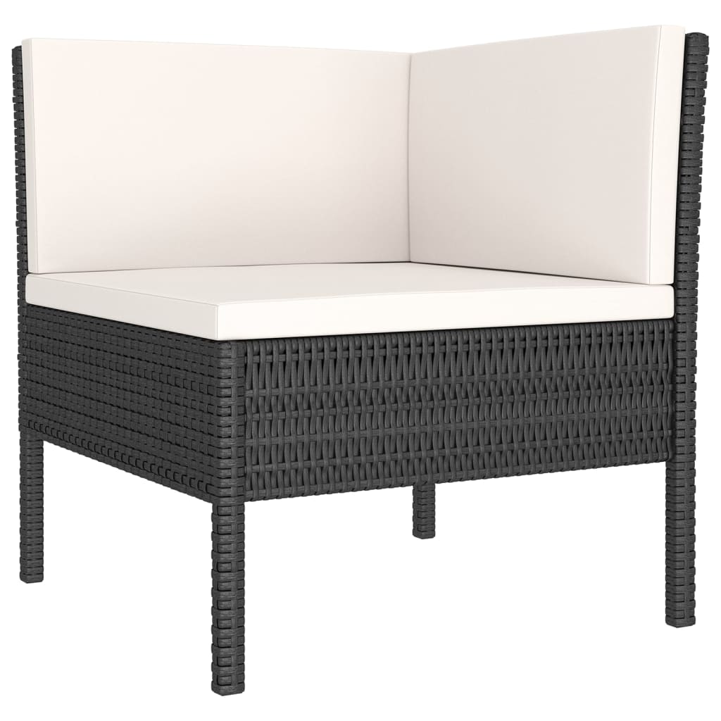 Set mobilier de grădină cu perne, 5 piese, negru, poliratan GartenMobel Dekor