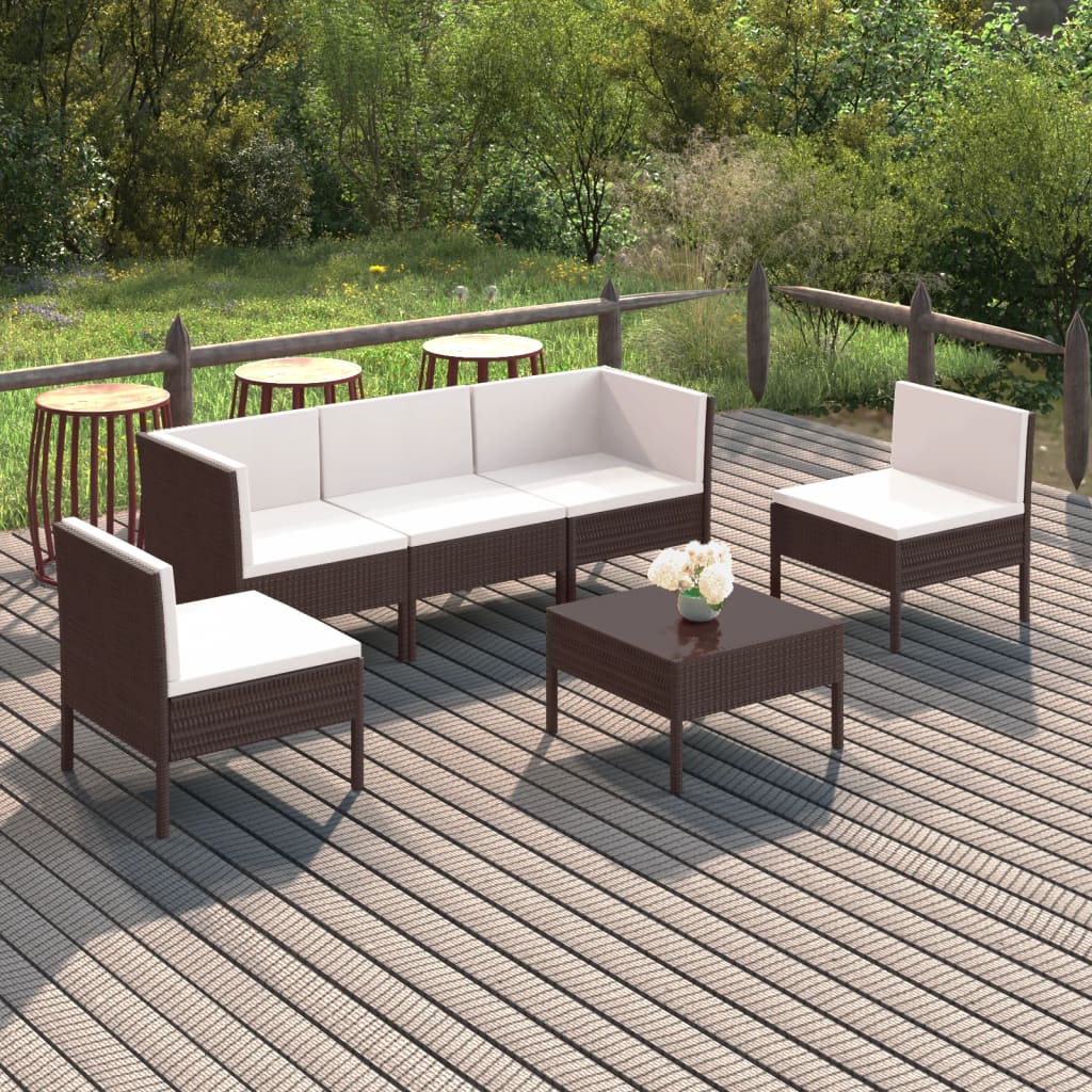 Set mobilier de grădină cu perne, 6 piese, maro, poliratan GartenMobel Dekor
