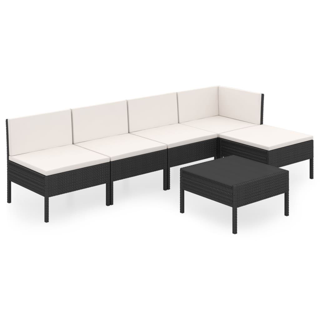 Set mobilier de grădină cu perne, 6 piese, negru, poliratan GartenMobel Dekor